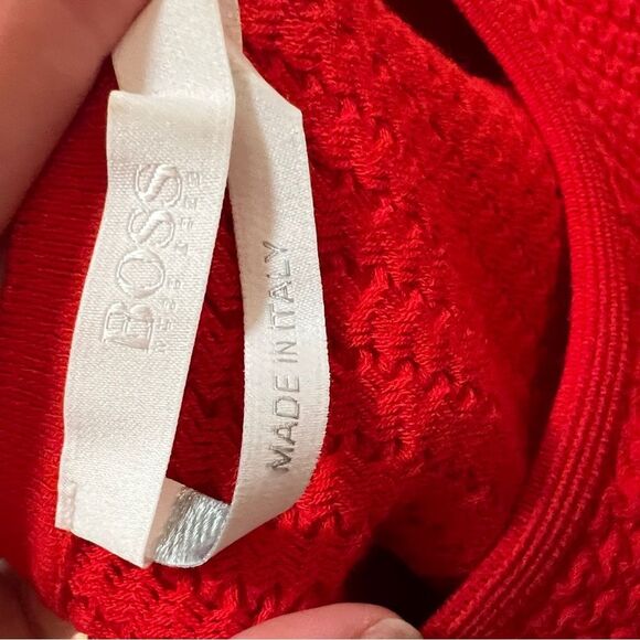 HUGO BOSS Fleala Knit Fit & Flare Dress Red Size Small - Picture 9 of 13